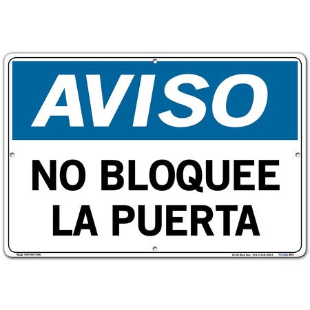 Vestil Aluminum Sign, 12-1/2" Height, 18-1/2" Width, Aluminum, Rectangle, Spanish SI-N-11-D-AL-040-S